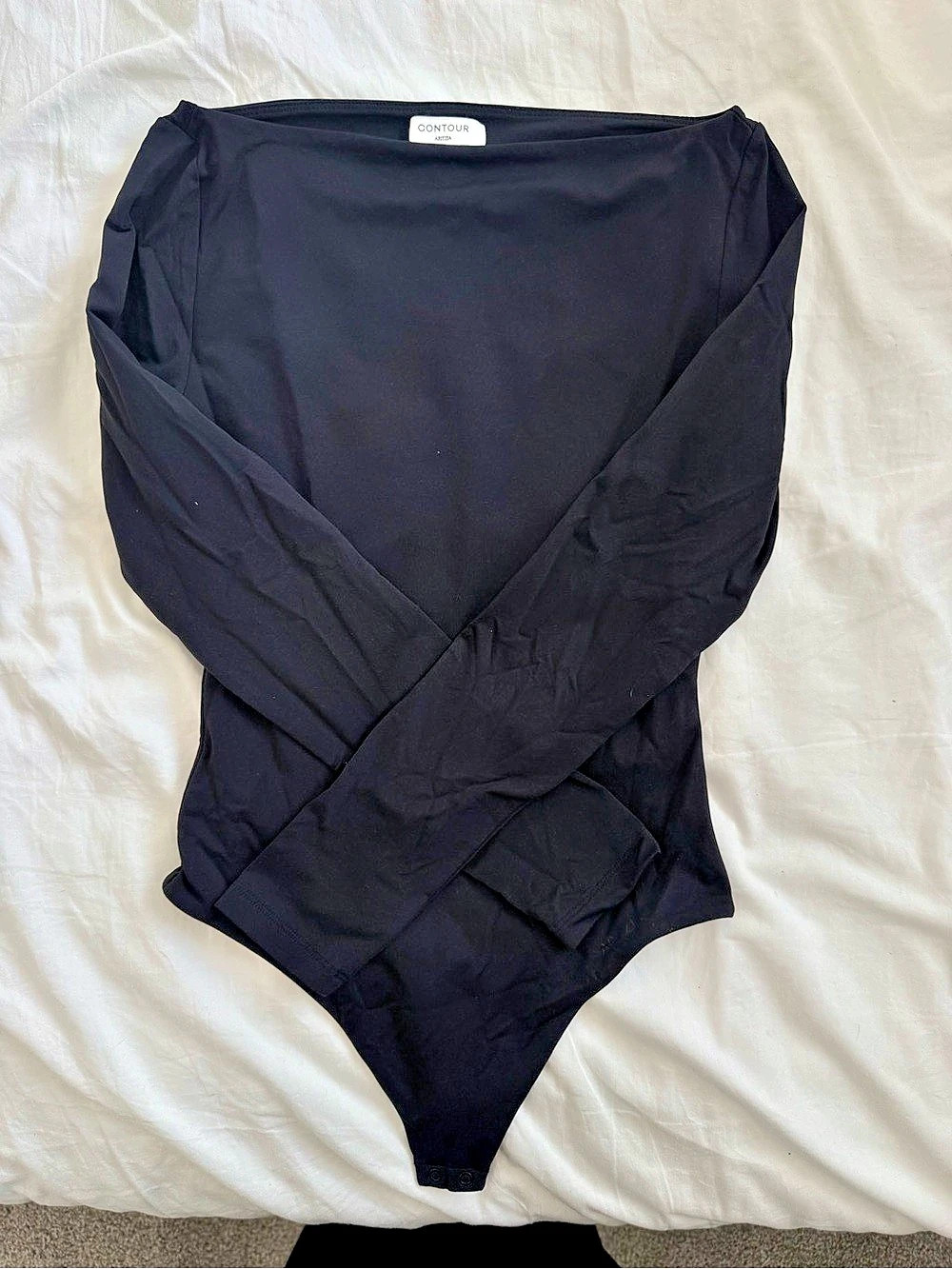 Aritzia Contour Boat Neck Bodysuit Black Medium